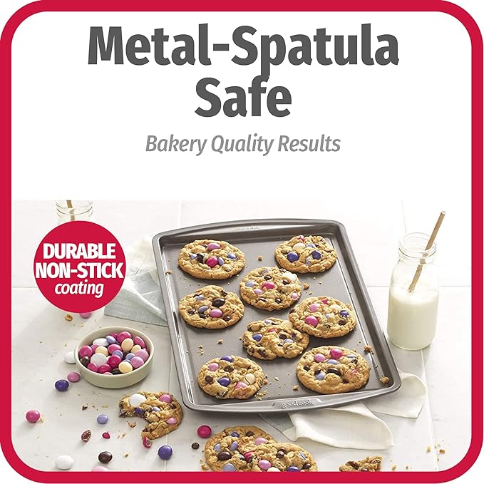 GoodCook Everyday Baking Sheet Set Nonstick Carbon Steel Standard-Sized Cookie Sheets for Even Baking, Bakeware Set Includes 3 Pans with Scratch-Resistant Finish, 13x9-Inch, Gray - Image 5