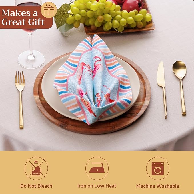 Maison d' Hermine Cloth Napkins Set of 4 Reusable 100% Cotton (18" x 18") | Everyday Square Napkins Cloth Washable Dinner Party Wedding Restaurant Hotel Kitchen Spring Summer - Flamingo Love - Image 5