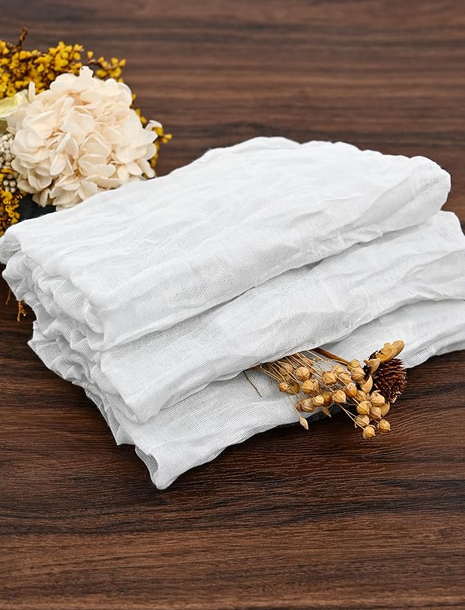 fani 60 Pack Gauze Cheesecloth Napkins, 20 x 20 in, White | Wrinkled Table Napkins, Soft Cotton, Rustic Decorative, Weddings, Party, Dinner Table, Everyday Use - Image 7