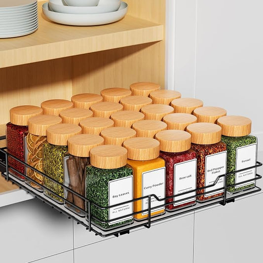 RCHYFEED Pull Out Spice Rack Organizer for Cabinet,10.5" Wx10.5Dx2.5H | Heavy Duty Spice Cabinet Organizer Metal Pull Out Spice Rack Vertical Spice Shelf for Cabinets & Pantry by RCHYFEED