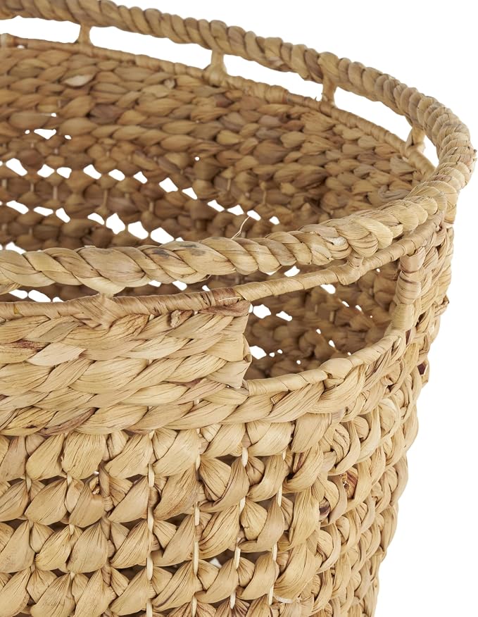 Deco 79 Seagrass Handmade Decorative and Functional Storage Basket Woven Oval Basket Organizer with Elevated Rim and Slot Handles, Basket for Storage 30" x 21" x 17", Brown - Image 5