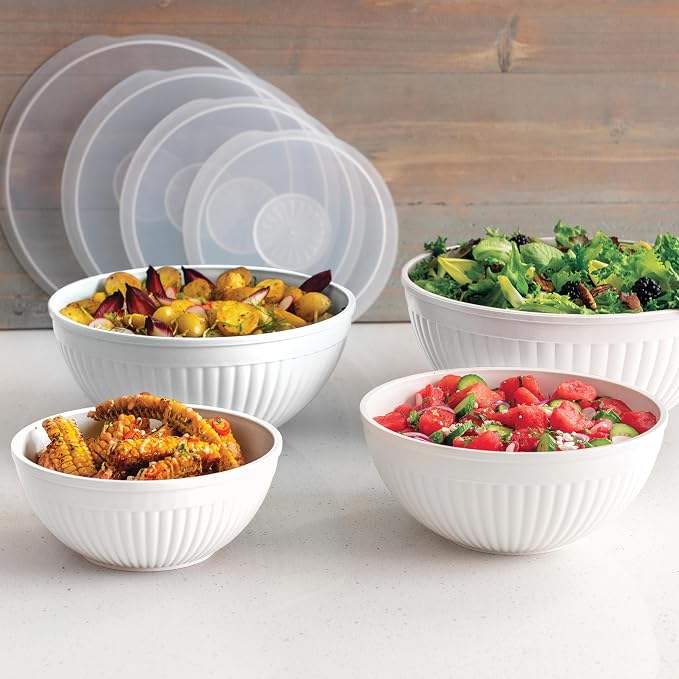 Nordic Ware Prep and Serve Mixing Bowls Set, 8-Piece, Glacier White - Image 2