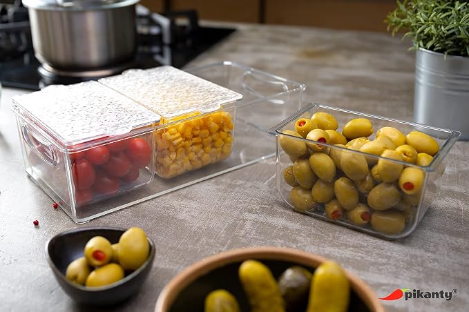 Pikanty Condiment Server Tray with 3 Removable Containers and Lids - Compact Sundae Bar, Taco Night, Dip Tray, Kids Snack Station Organizer with Carry Handles, Dishwasher Safe, Made in USA - Image 3