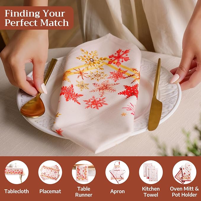 Maison d' Hermine Cloth Napkins Set of 4 Reusable 100% Cotton (20" x 20") | Everyday Square Napkins Cloth Washable Dinner Wedding Restaurant Hotel Kitchen Thanksgiving Christmas - Crystal Star - Image 4