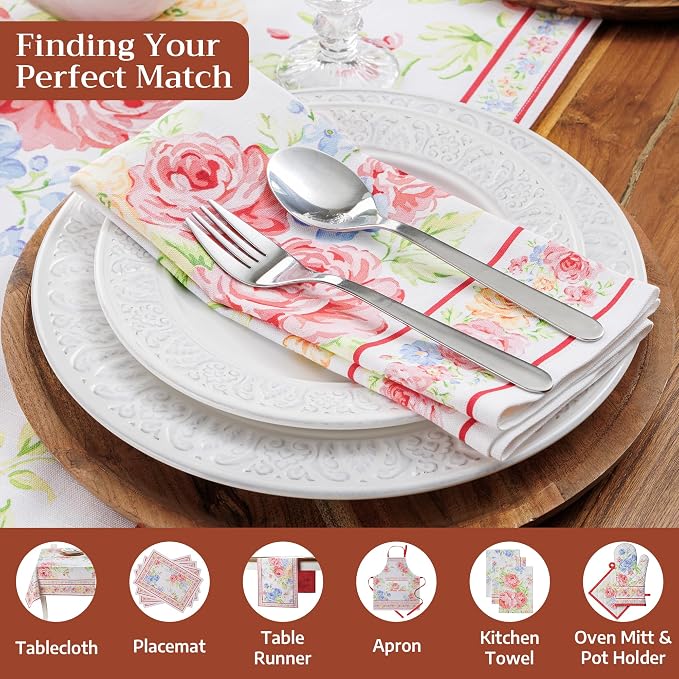 Maison d' Hermine Cloth Napkins Set of 4 Reusable 100% Cotton (20" x 20") | Everyday Square Napkins Cloth Washable Dinner Party Wedding Restaurant Hotel Kitchen Spring Summer - Vintage Floral - Image 4