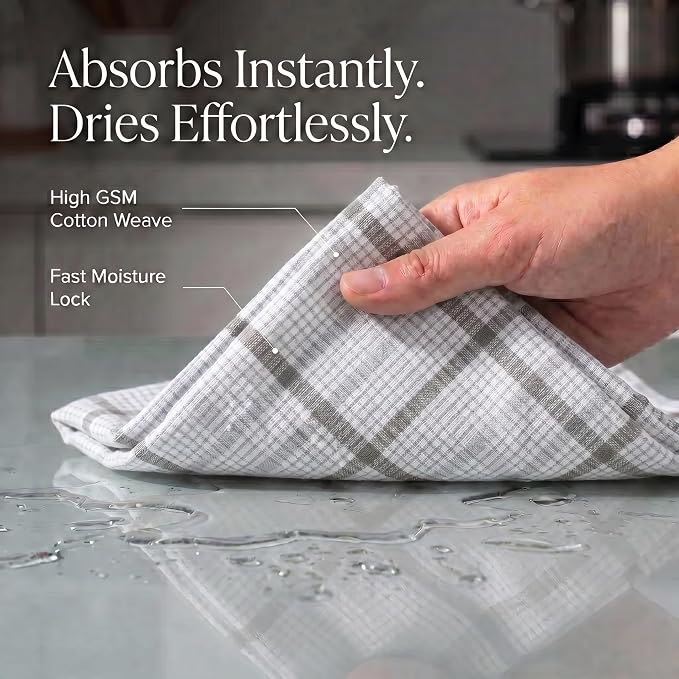 Urban Villa Kitchen Towels Cotton Dish Towels 20”x30” (Set of 6) Tiny Checks - Image 2