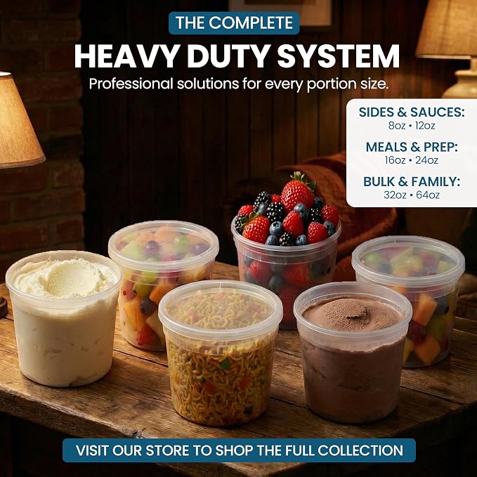 24oz Heavy Duty Deli Containers with Lids- Leak-Resistant Plastic Containers for Soups Sauces & Snacks- Microwave & Dishwasher Safe Stackable Food Containers for Deli, Catering & Takeout Use- 240 Pack - Image 6