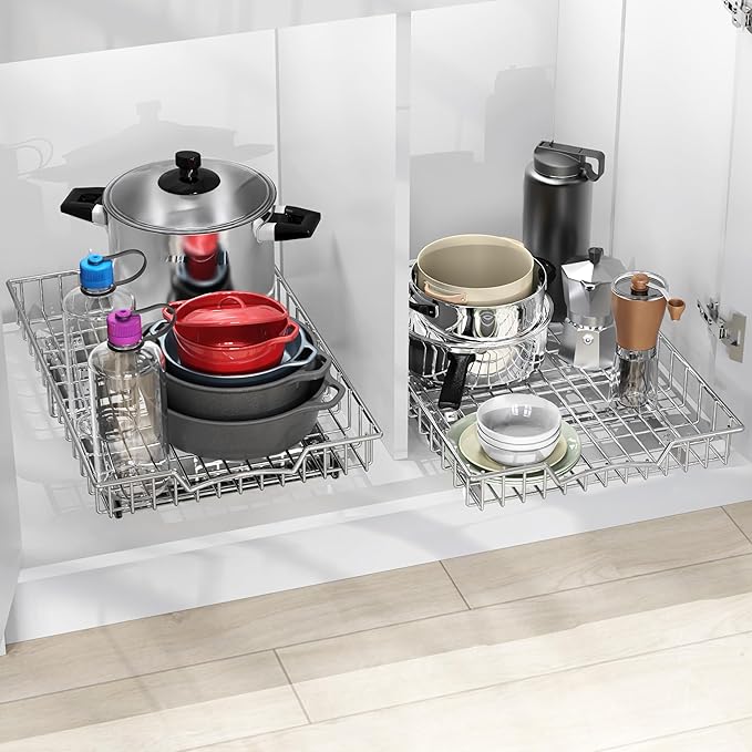 Simple Houseware Under Cabinet Pull Out Sliding Shelf Drawer, 21Dx14W | for Kitchen Organizer - Image 4