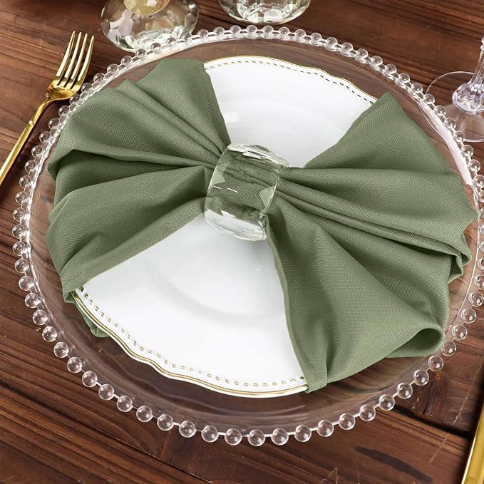 Efavormart Premium Cloth Napkins Set of 50, 20x20 Inch Eucalyptus Sage Green Seamless Dinner Napkins, Washable Linen Table Napkin Cloth with Hemmed Edges for Weddings, Party and Banquet - Image 5