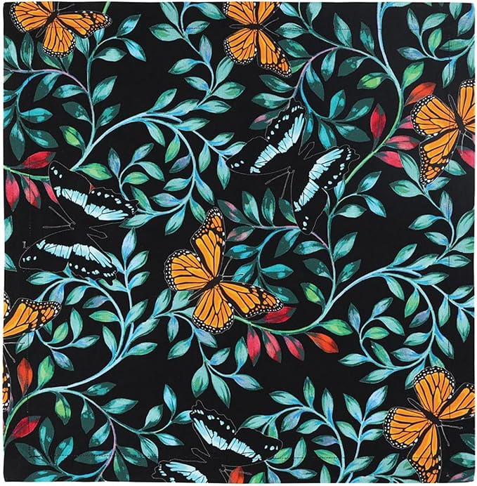 47th & Main Set of 4 100% Cotton Cloth Table Napkins for Dining, 18" Square, Butterfly Garden by 47thMain