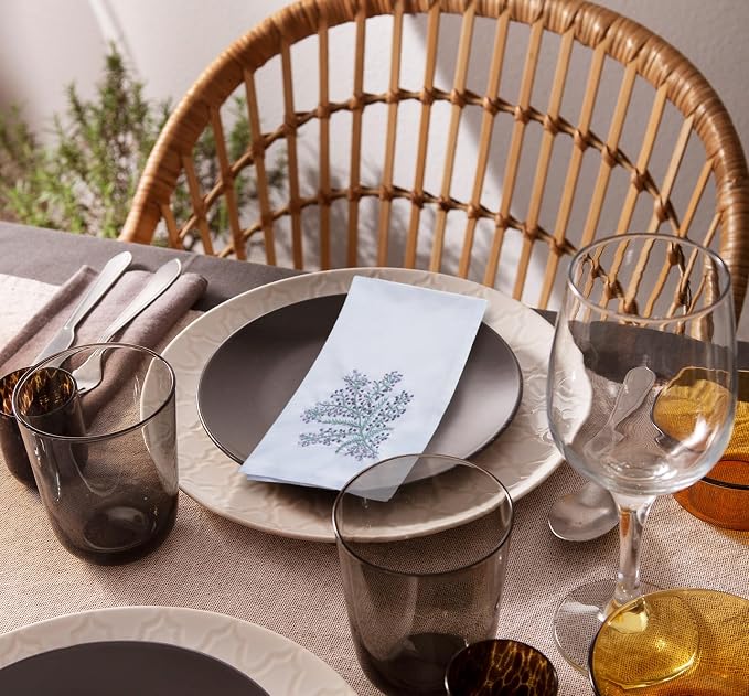 Cloth Tea Napkins Set of 6, Embroidered Cotton Napkins with French Knot Design, Reusable Table Napkins for Dinner, Tea Time, Coffee, Cocktail Settings, 16x16 Inches (Colorful White) - Image 4