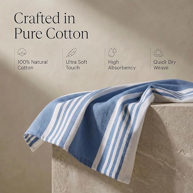 Urban Villa Kitchen Towels Cotton Dish Towels 20”x30” (Set of 6) Blue White - Image 4