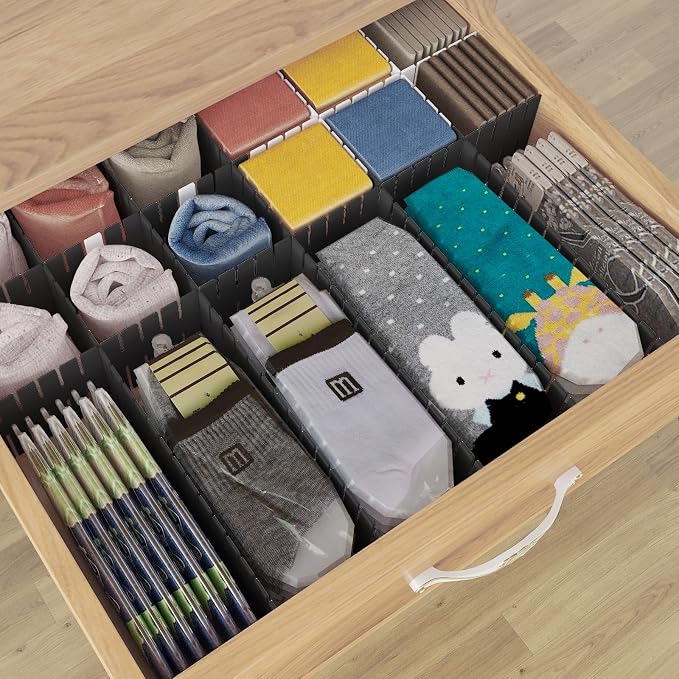 Adjustable Drawer Dividers, Cut to Fit Plastic Organizer Strips, 8-Pack | Plastic Drawer Dividers for Organizing Utensils Socks Underwear Makeup in Kitchen Bedroom Drawers Bins Fridge Compartments - Image 5