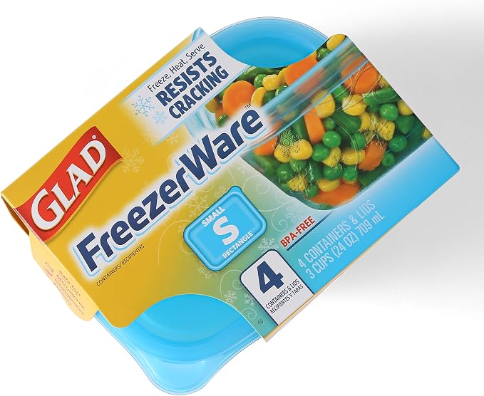 Glad Food Storage Containers, Small Rectangle, 24 Ounces | Freezerware | 4 Count Set | Pack of 2 - Image 7