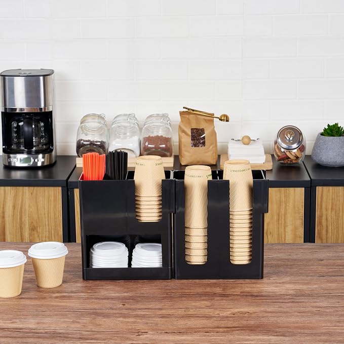 Restaurantware Restpresso Coffee Bar Organizer, 1 Count Durable 6 Compartments, Compact Size, Black Plastic Tabletop Coffee Supplies Organizer For Homes, Office Spaces, Breakrooms, and Lounges - Image 7