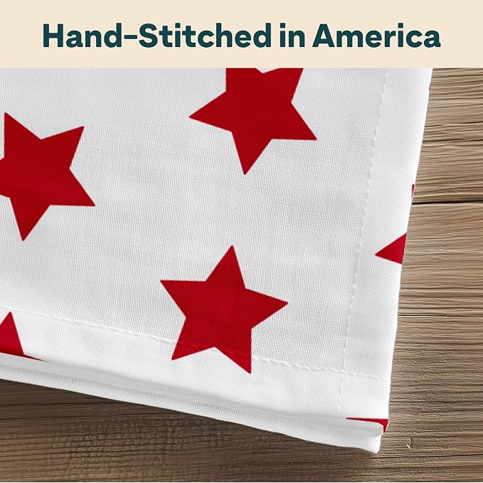 Red Stars Cloth Napkins | 4th of July Table Decorations | Memorial Day, Independence Day Table Decorations | Absorbent, Washable, Reusable, Stain & Wrinkle Resistant | Made in America - 6pack - Image 5
