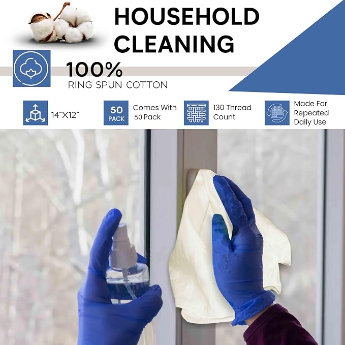 Shop Towels| Multipurpose Commercial and Residential Shop Cleaning| Car Wash, Polish, Housewares, Microwave, Coffee Machine, Restaurant, Bathrooms, Electronics, Auto Garage | 50 Pack 14"x12" Natural - Image 6
