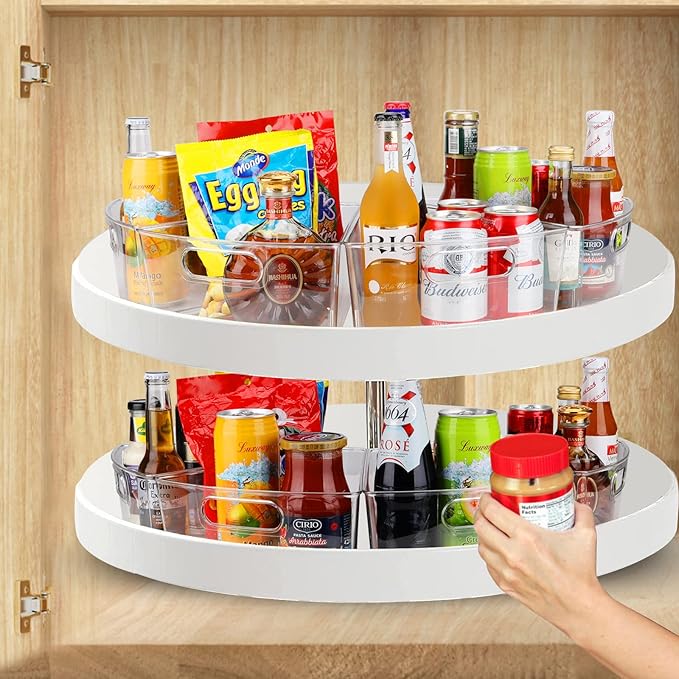 URALFA Lazy Susan Organizer Set of 8, 1/8 Wedge Corner Cabinet Organizer | 10"x9.5"x4" Clear Plastic with Handles, 4" Deep Capacity, BPA-Free Food Safe , Transparent for Easy Visibility - Image 2