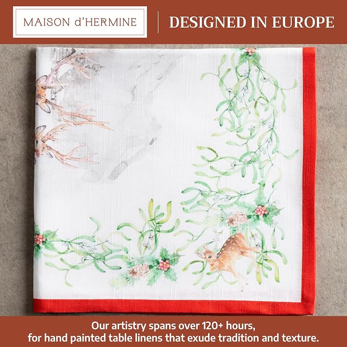 Maison d' Hermine Cloth Napkins Set of 4 Reusable 100% Cotton (20" x 20") | Everyday Square Napkins Cloth Washable Dinner Wedding Restaurant Hotel Kitchen Thanksgiving Christmas - Christmas Tradition - Image 2