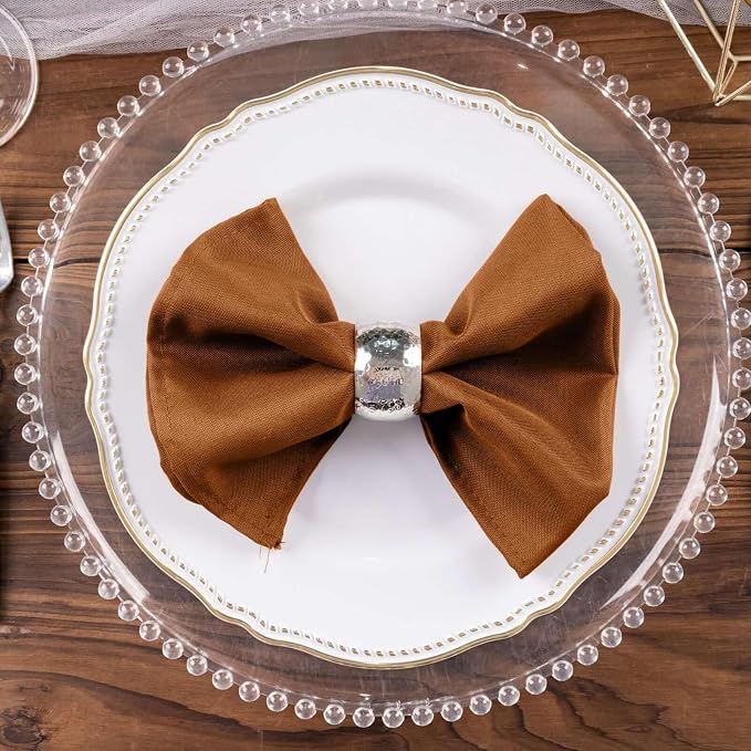 Efavormart Premium Cloth Napkins Set of 25, 17x17 Inch Brown Seamless Dinner Napkins, Washable Linen Table Napkin Cloth with Hemmed Edges for Weddings, Party and Banquet - Image 7