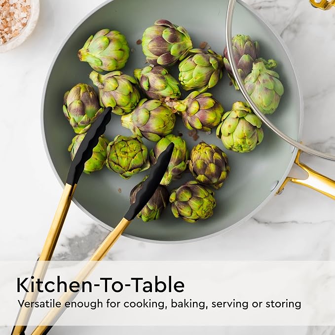 Styled Settings Black and Gold Kitchen Utensils Set, 6-Piece | Silicone Utensils Set Include Tongs, Whisk, Serving Spoon, Spatula, & Turner for Stylish Cooking - Gold Kitchen Accessories - Image 5