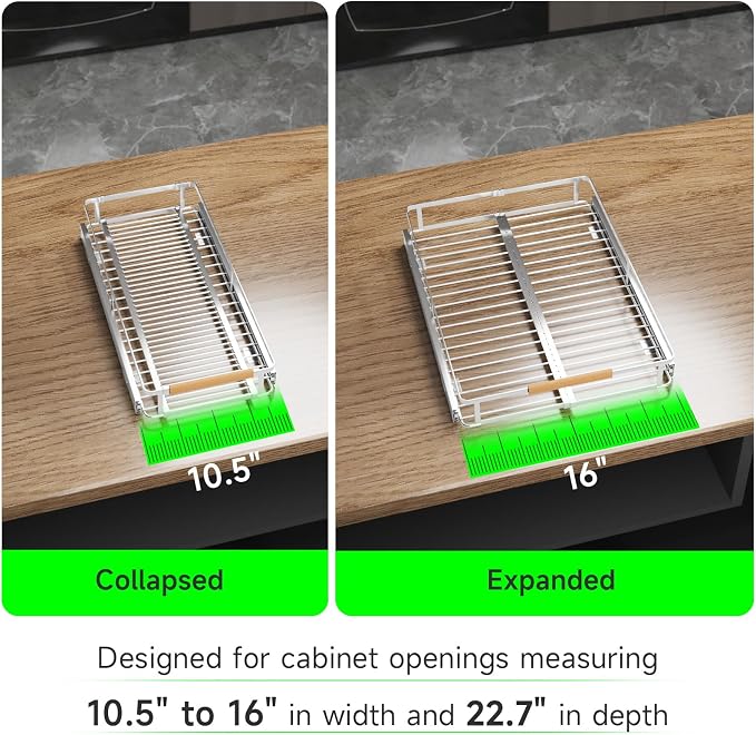 Expandable Pull-Out Cabinet Drawers, Slide-Out Shelves, Small 1 Pack | Smooth Slide-Out Access, Adjustable Fit, Pull-Out Organization, Small Cabinet Use, Space-Saving - Image 4