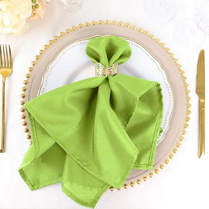 Efavormart Premium Cloth Napkins Set of 5, 20x20 Inch Lime Green Seamless Dinner Napkins, Washable Linen Table Napkin Cloth with Hemmed Edges for Weddings, Party and Banquet by efavormart