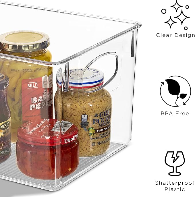 Sorbus Large Clear Plastic Storage Bins for Shelves, Clothes, with Handle - Clear Storage Bins, Drawer, Shelf, Closet, Pantry, Fridge, Freezer Organizer Bins, Closet Organizers and Storage (8 pack) - Image 5