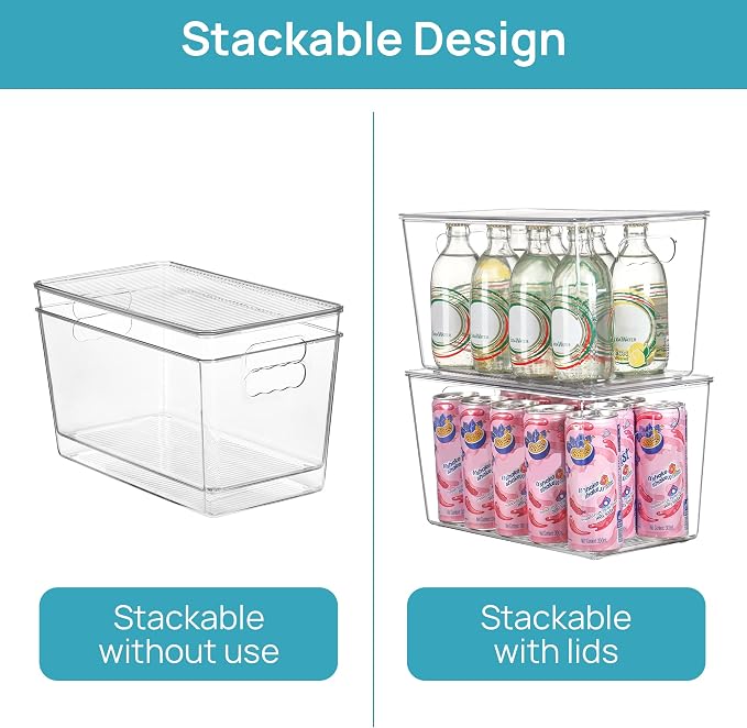 Vtopmart 10 Pack Clear Stackable Storage Bins with Lids, XLarge | BPA-free Plastic, Organize Vertically, For Pantry Kitchen Fridge Cabinet Closet Bathroom, Built to Last, Easy to Move - Image 3