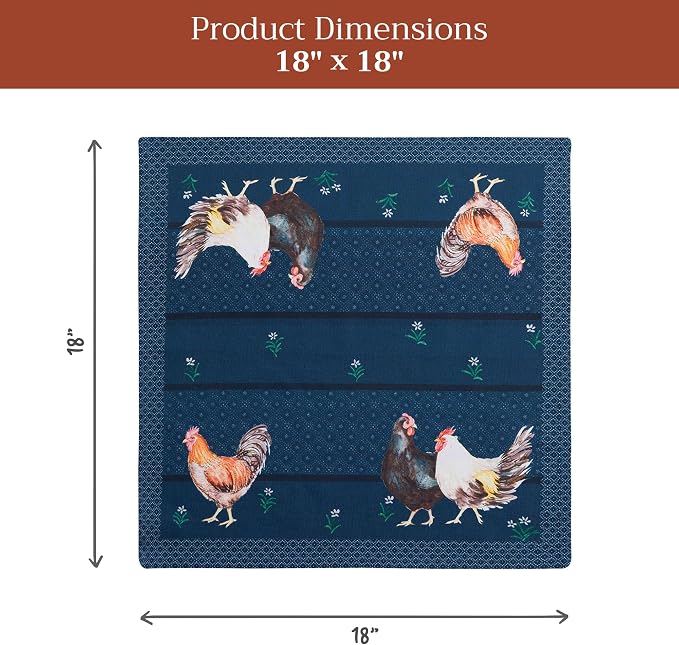 Maison d' Hermine Cloth Napkins Set of 4 Reusable 100% Cotton (18" x 18") | Everyday Square Napkins Cloth Washable Dinner Party Wedding Restaurant Hotel Kitchen Spring Summer - Meadow Rooster - Image 7