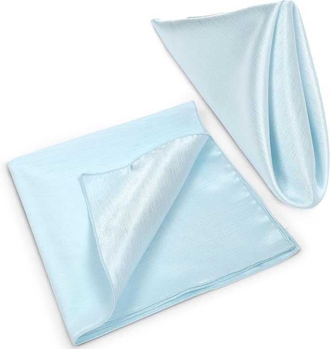 17x17-Inch Shantung Cloth Napkins, Ice Blue, Set of 12 | Bulk Case of 1 Dozen, Satin, Square, 100% Polyester Fabric, Reversible, Faux Dupioni Silk Reverse Side, Machine Washable - Image 8