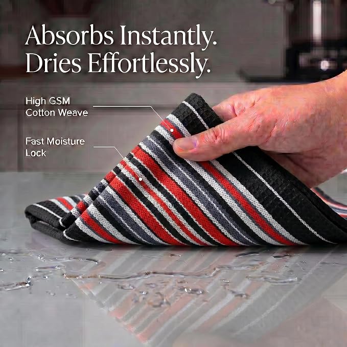 Urban Villa Kitchen Towels Cotton Dish Towels 20”x30” (Set of 6) Black - Image 2