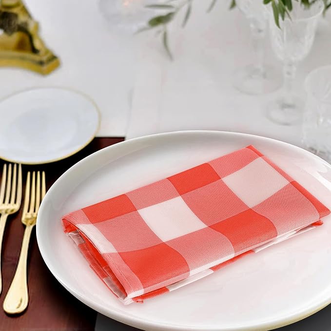 Buffalo Plaid Table Napkins Set of 100 Checkered Cloth Napkins 17x17 inch Washable Dinner Gingham Pattern Napkins Soft Napkins for Wedding Party Dining Banquet(Red and White) - Image 5