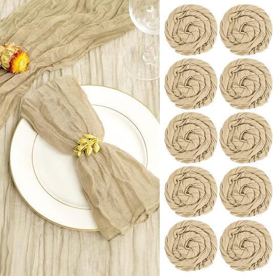 fani 60 Pack Gauze Cheesecloth Napkins, 20 x 20 in, Beige | Wrinkled Table Napkins, Soft Cotton, Rustic Decorative, Weddings, Party, Dinner Table, Everyday Use by fani