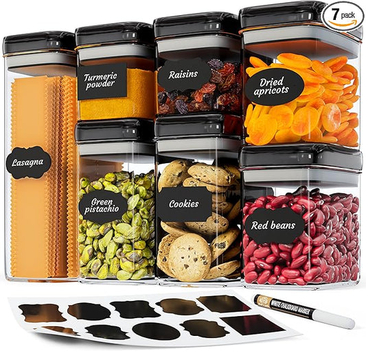 Chef's Path Airtight Food Storage Containers Set for Home Organization - 7 Piece Largest Flip Lock Set w/more Capacity - BPA Free Plastic Dry Food Storage Containers with Lids by ChefsPath
