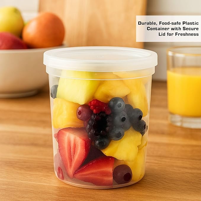 32oz Plastic Deli Food Storage Containers with Lids 400 Count - Round Containers Perfect for Food Storage, Portion Control, Meal Prep, Organization, Liquids, Travel, Home, School (32 Ounces) - Image 4