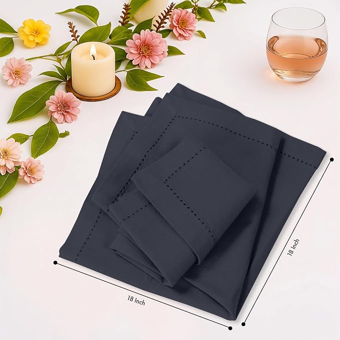 Ruvanti Cloth Napkins Set of 12, 100% Cotton High GSM 18x18 Inches, Hem Stitched Corners, Soft, Washable, Highly Durable & Absorbent, Perfect for Parties, Christmas, Thanksgiving Dinners – Ombre Blue - Image 8