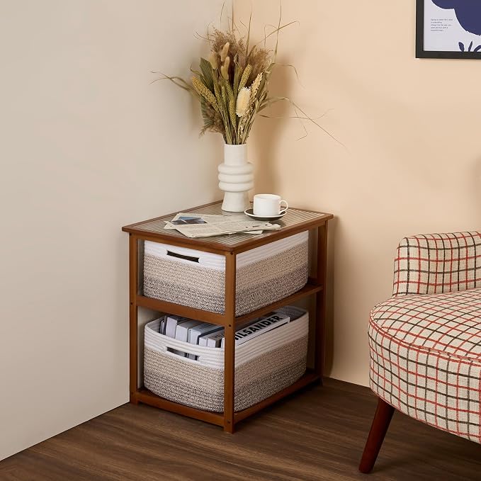 MiniArk Large Storage Baskets for Organizing, 17 x 13 x 7.5” Closet Shelf Baskets for Clothes Blanket Towels, Baby Nursery, Toy Bins Box, Woven Rope Baskets, 4 Packs Gradient Brown - Image 8