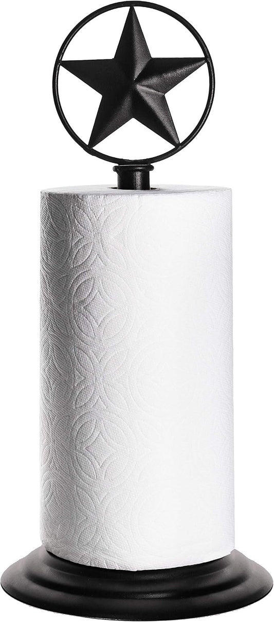 Black Rustic Texas Star Paper Towel Holder - Country Farmhouse Iron Metal Primitive Kitchen Countertop Paper Towel Holders, Western Style Stand for Paper Towels, Table Decor (Paper Towel Holder) by EcoRise