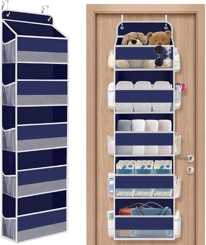 1Pack Over The Door Organizer Large Capacity Hanging Storage Room Organizer | 40 lb Capacity, Ultra-Sturdy, Foldable, Mesh Design with Clear Window, Space-Saving Organizer for Pantry, Nursery & Closet by SpaceHacks
