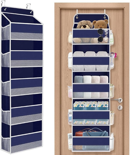 1Pack Over The Door Organizer Large Capacity Hanging Storage Room Organizer | 40 lb Capacity, Ultra-Sturdy, Foldable, Mesh Design with Clear Window, Space-Saving Organizer for Pantry, Nursery & Closet by SpaceHacks