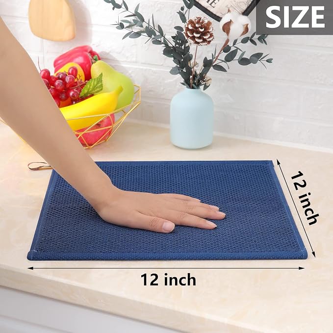 Homaxy 100% Cotton Waffle Weave Kitchen Dish Cloths, 9-Pack, Navy Blue | Ultra Soft Absorbent Dish Towels, Quick Drying Dish Rags with Hanging Loop, 12 x 12 Inches - Image 5