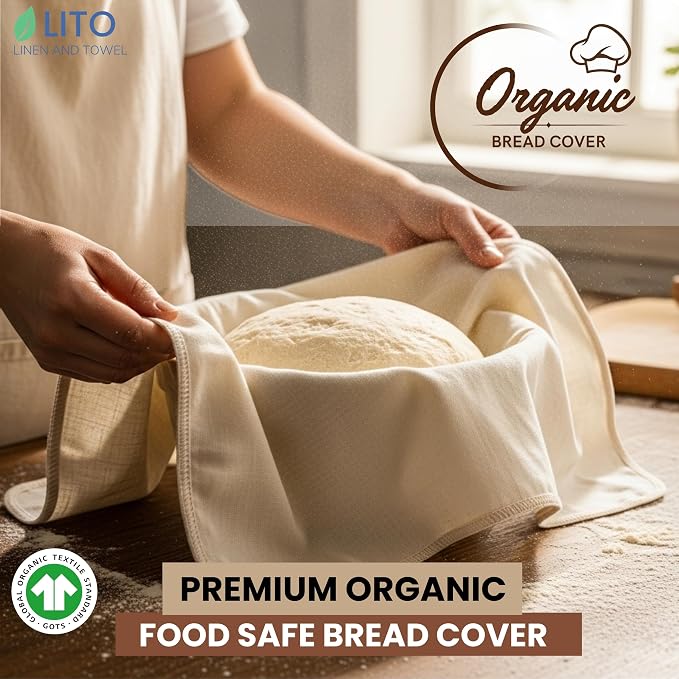 Flour Sack Towels Sourdough Bread Baking Supplies | Bread Dough Proofing Unbleached Bread Proofing Cloth, Organic Cotton Baking Cloth for Baguettes, Ciabatta, Pastry – Reusable, 28"x28", 3-Pack - Image 2