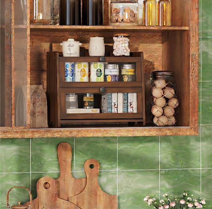BAMBANG Bread Box for Kitchen Countertop, Extra Large Bamboo Bread Storage Container for Homemade Bread, Double Layer Sourdough Breadox, Bread Bin Organizer for Counter Cabinet Pantry, Amber - Image 6