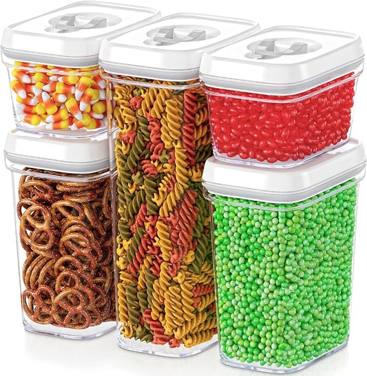 DWËLLZA KITCHEN Airtight Food Storage Containers with Lids - 5 Piece Set - Kitchen Accessories - Pantry Organization and Storage Containers for Food - Clear BPA-Free - Keeps Food Fresh & Dry by DW%C3%8BLLZAKITCHEN