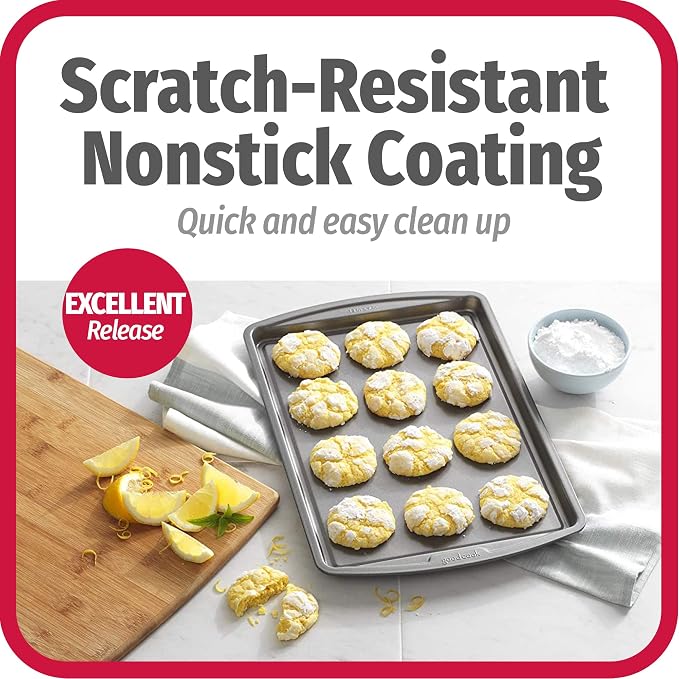 GoodCook Everyday Baking Sheet Set Nonstick Carbon Steel Standard-Sized Cookie Sheets for Even Baking, Bakeware Set Includes 3 Pans with Scratch-Resistant Finish, 13x9-Inch, Gray - Image 3