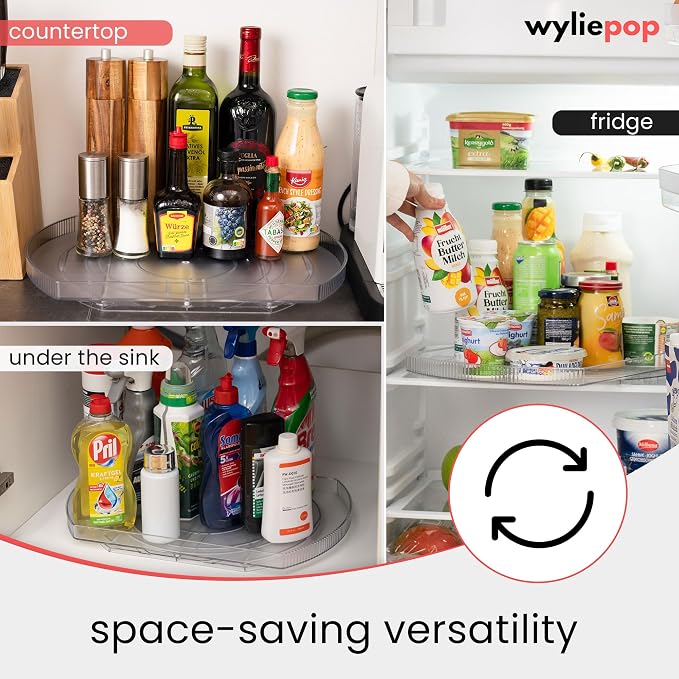 Lazy Susan for Refrigerator - 360° Turntable Refrigerator Organizer and Storage Tray for Fridge, Cabinet & Pantry - Rectangle Lazy Susan (16.5"x11.5"x1.5") - Image 6