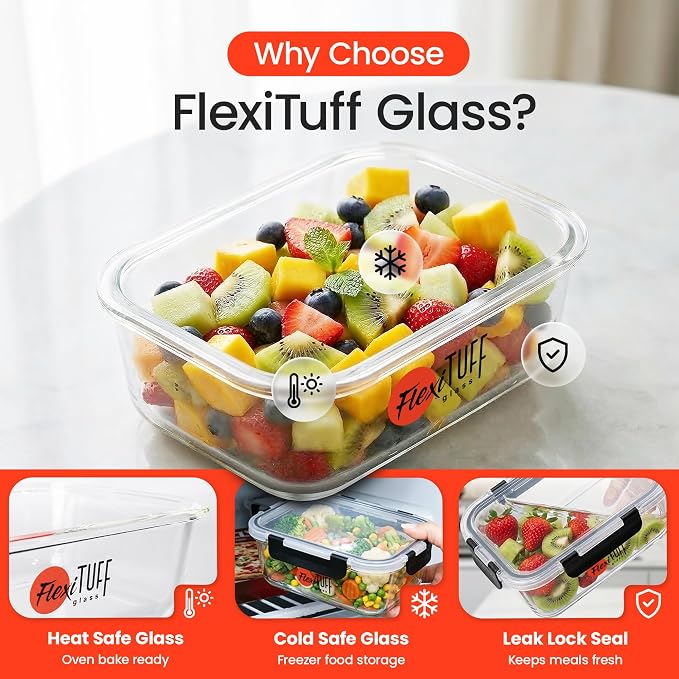 20pcs Set Food Storage Containers (10 Airtight & 10 Lids) |Lunch Containers | Meal Prep Containers | BPA Free, Leakproof Lids, Dishwasher, Microwave and Freezer Safe for Kitchen - Image 3