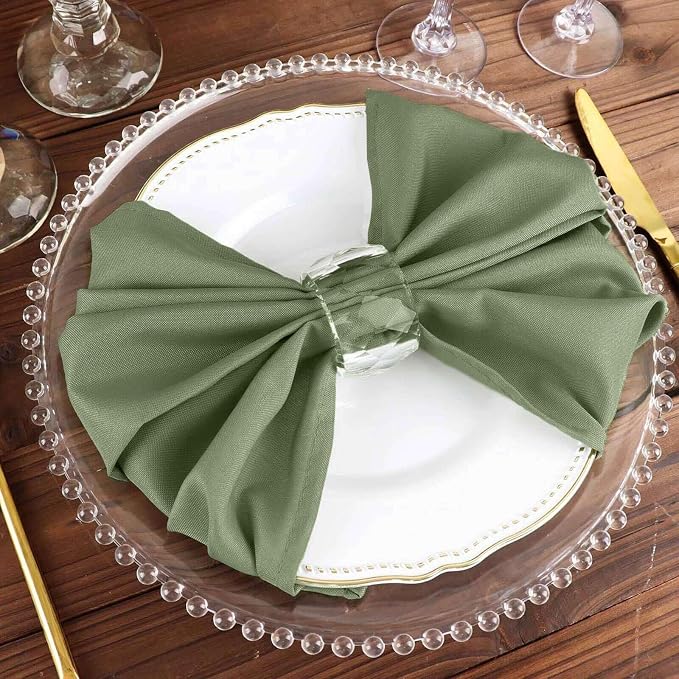 Efavormart Premium Cloth Napkins Set of 25, 20x20 Inch Eucalyptus Sage Green Seamless Dinner Napkins, Washable Linen Table Napkin Cloth with Hemmed Edges for Weddings, Party and Banquet - Image 7