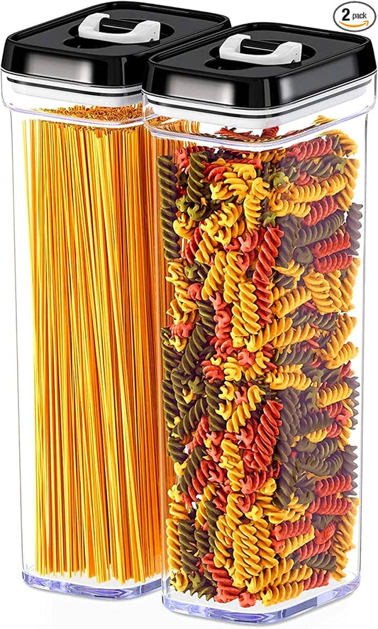 DWËLLZA KITCHEN Pasta Storage Containers for Pantry Airtight - 2 Pc Spaghetti Container Storage - Ideal for Spaghetti & Noodles, Kitchen Pantry Organization and Storage - Keeps Food Fresh & Dry by DW%C3%8BLLZAKITCHEN